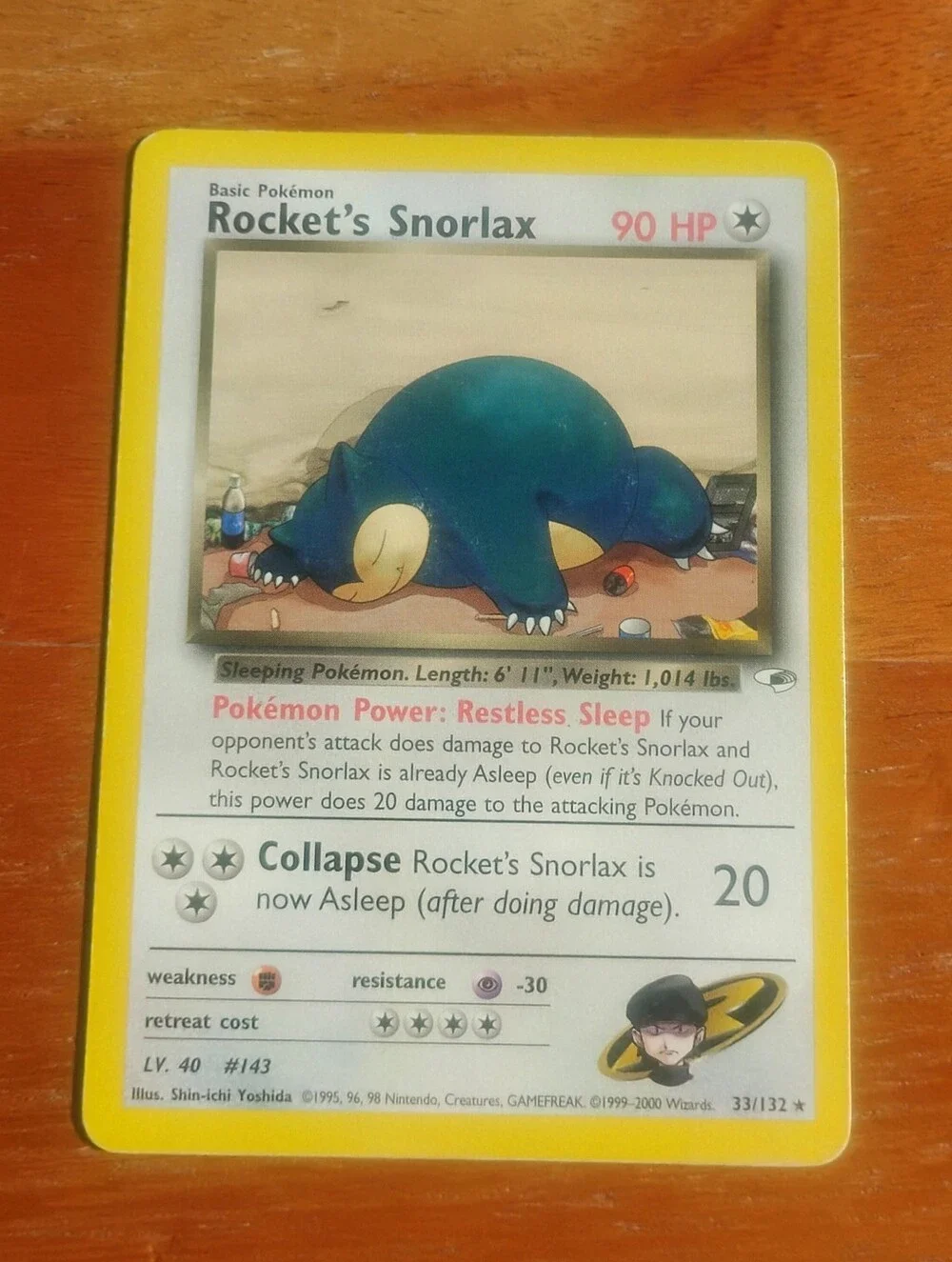 LP WOTC 2000 Rocket's Snorlax 33/132 Gym Heroes Set Pokemon Card